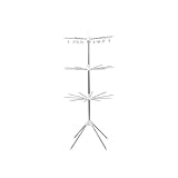 loyfreeyo 物干し台 ラック ピンチハンガー タオルハンガー 360度回転式 高さ調節可能 四脚構造 折りたたみ収納 頑丈 多機能 大容量 手入れ簡単 洗濯用品 梅雨対策 ベランダ 寝室 室内 室外 (3階,30個のクリップ)