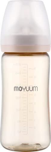 Image of MOYUUM PPSU All in One Feeding Bottle, Stage 2, Medium Flow, 9oz (Beige)