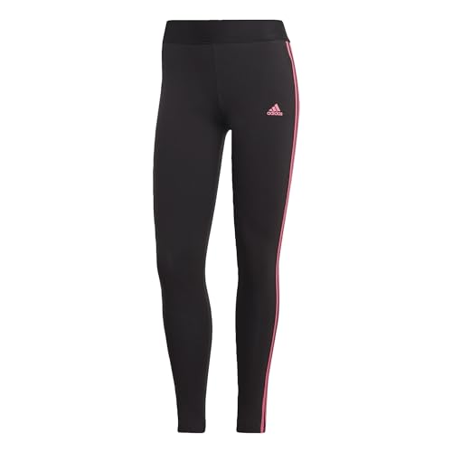 adidas Damen 3 Stripes Leggings, Black/Pulse Magenta, M