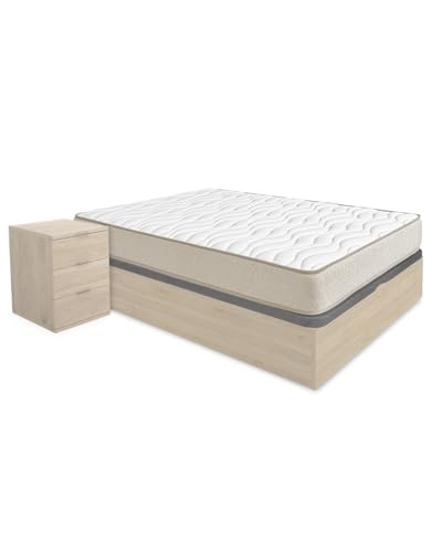 DEKIT - Pack Ahorro Dormitorio Canapé Nest con Dos mesitas y con 1 Colchón viscoelástico Nova 150 x 190 cm, Altura 20 cm