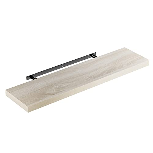 CASARIA Etagère Murale Flottante 90cm Chêne MDF Robuste Effet Flottant Support de Fixation Inclus étagère Bois Rangement décoration