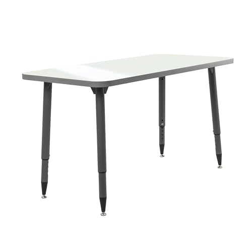 Image of Adapte Commercial Dry-Erase Classroom Activity Table - 24 inch x 48 inch Rectangle Whiteboard, ADA Compliant Tapered Legs, Glides & Casters Adjustable Height 22-34 inch Wheelchair Accessible, School Furniture
