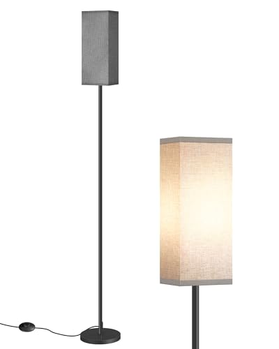GOEBLESON Floor Lamp, Pole Lamp with Foot Switch, Modern Standing Lamp Lampshade, Minimalist Freestanding Lamp (Bulb Not Included), for Living Room, Bedroom Office ETL Listed, Black and Gray H07LD05