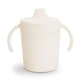 mushie Trainer Sippy Cup | Made in Denmark | Leak Resistant Twist-Off Lid & Handles | Plastic |6 Months + (Ivory)