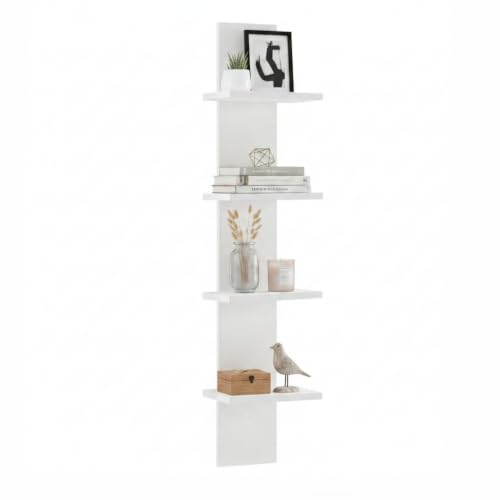 Image of FURNEASER Wooden Wall Shelves for Living Room, Hanging Decoration & Corner Display Shelf, Modern & Stylish Bookcase Bookshelf for Home Office Wall Decoration