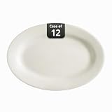 CAC China REC-13 Rolled Edge 11-1/2 by 8-1/4-Inch Stoneware Oval Platter, American White, Box of 12