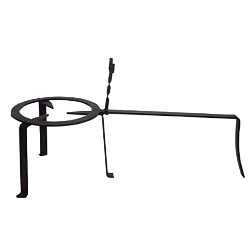 Trébede con pie, Trípode para fuegos de chimenea, Estufa con pie de forja negro - Diámetro 30 x Altura 25 cm
