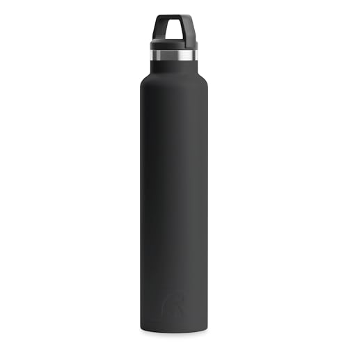 RTIC 26 oz Vacuum Insulated Water Bottle, Stainless Steel Metal, Double Wall, BPA Free, for Hot and Cold Drinks, Black Matte