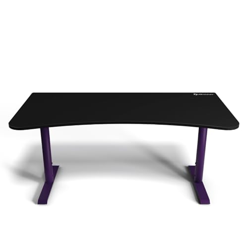 Image of Arozzi Arena Ultrawide Curved Gaming and Office Desk with Full Surface Water Resistant Desk Mat with 3 Custom Monitor Mount Cut Outs and Under The Desk Cable Management Netting - Deep Purple