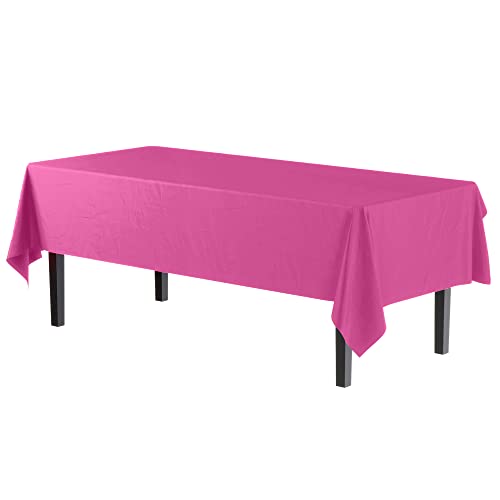 Exquisite Cerise Plastic Table Cloth Disposable 6 Pack - 54 x 108 Inch Rectangle Tablecloth for 6 Foot Tables - Waterproof Table Cover for Party Wedding Birthday Graduation BBQ Catering by Party Solids - Used condition - Image 2
