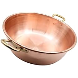 Cacerola De Cobre CREARTISTIC Olla para mermelada con 2 asas, 4,2 l, 32 cm de diámetro, de cobre puro martillado a mano, 100 % hecha a mano en Italia