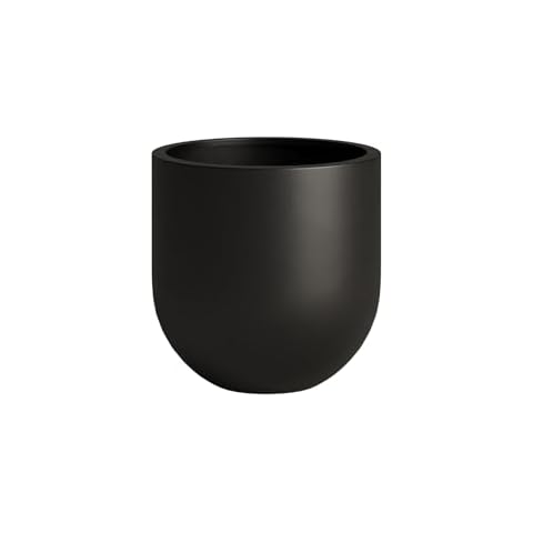 DTY Signature Mount Antero 1-Piece Fiberstone Bullet Planter for Indoor/Outdoor, Black, 12" H x 12" Dia (10.2" Opening) - Small Cover