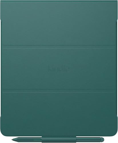 Image of Amazon Kindle Scribe Essentials Bundle including Kindle Scribe (64GB) - Metallic Jade, Premium Pen, Leather Folio-Jade, and Power Adapter