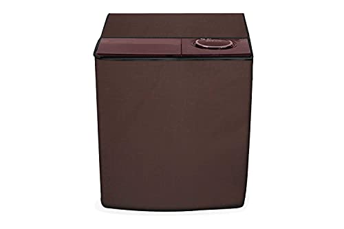 Image of Home Dressing Solid Color Semi Automatic Washing Machine Cover for 6kg, 6.5kg, 7kg, 7.5kg, 8kg, Fits for All Semi Washing Machines, Waterproof & Dustproof Size (31.5x20x34) inches (Brown)