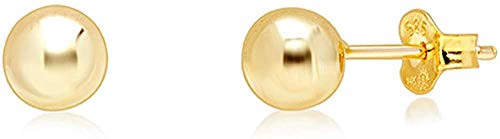 Estella Collection 14K Yellow Gold Round Ball Stud Earrings Pushback 6MM | Jewelry Gift For Women | Valentines Day Gift | Fine Jewelry