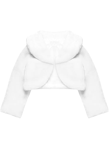 Blulu Girls Faux Fur Bolero Princess Shawl Wraps Girls Shrug Coat Jacket Flower Cape Wedding Party Dress