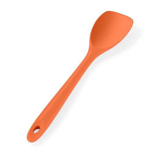 U-Taste Silicone Cooking Spatula: 315℃ Heat Resistant Flexible Seamless Spoon Spatula Non-Stick Kitchen Scraper with Wide Scoop Shape for Flipping Stirring Mixing Scraping Folding Serving (Orange)