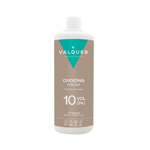 VALQUER Agua Oxigenada en Crema Estabilizada 10 Volúmenes 3% | Oxidante para Coloración Capilar Permanente y Decoloración | Vegano con Ingredientes de Origen Natural | Profesional | 1 L