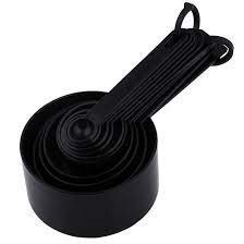 A 1 Trading 8 pcs Plastic Baking Measuring Cup and Spoons Set (Black)