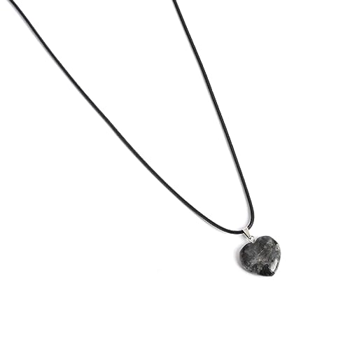 Xchon Collier, collier vert européen en pierre naturelle avec pendentif en forme de cœur, Pierre naturelle, corde cirée