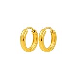 LUVA 18K Gold Plated Stainless Steel Hoop Earrings for Women - Waterproof, Hypoallergenic, Tarnish Free Thick Hoops - Everyday Lightweight Earrings (Gold, 12 mm)