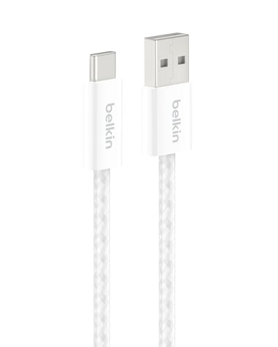 Image of Belkin USB A to USB C Cable, 3.3ft, 15W - Type C Charger, iPhone Charger Cord, Soft, Braided, Flexible for iPhone 17 & 16, Galaxy S26, Pixel 10, iPad Pro, Airpods Pro, Switch & More - White