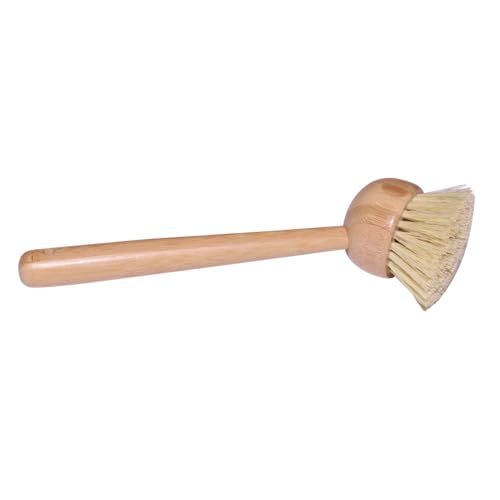 Image of Zerodeko Dish Brush with Beechwood Handle - Dish Scrubber Kitchen Tool Sink Cleaner for Kitchen Restaurant Washing Cast Iron Pan /Pot, Stove Cleaner