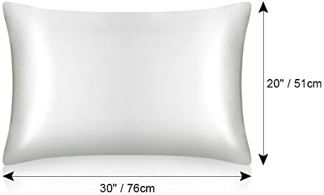 tenn well 2 Pack Mulberry Silk Pillowcase for Hair and Skin, Both Sides 100% Pure Silk Pillowcase 19 Momme Soft Smooth Pillow Casing with Hidden Zipper (Standard 51 x 76cm, White)