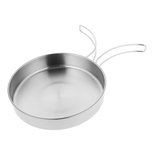 iplusmile Sartén Inoxidable para Cocinar Utensilio de Cocina Portátil Diseño de Asa para Camping y Actividades