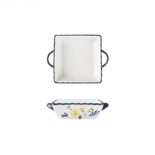 bandeja para hornear Plato for hornear cuadrado de doble oreja, tazón de arroz for hornear, plato de comida occidental for el hogar, platos especiales for horno, plato for verduras bandeja horno ceram
