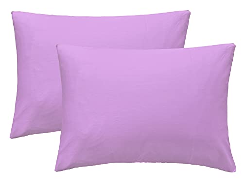 Image of Soft Pillow Covers 21 x 30 Inches - 100% Egyptian Cotton 400 Thread Count Set of 2 Pillow Cover Set Envelope Closure Hotel Quality Pillowcase - Lilac