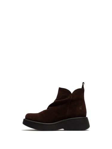 Fly London Femme Mazy323fly fashion boot en cuir noir à talon compensé