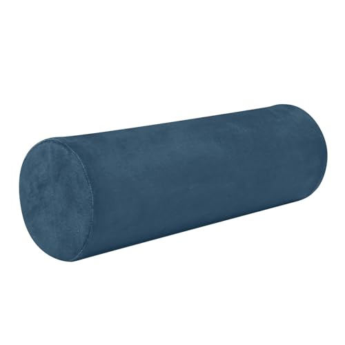 Navy Blue Neck Pillow Cervical Neck Roll Pillow with Removable Washable Cover Memory Foam Neck Pillows for Sleeping Support Round Pillow for Bed Head Back Legs 5.5 x 17 inches