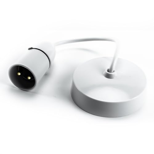 Status Ceiling Pendant Light Fitting, 6‑Inch White Bayonet (B22) Pendant for Ceiling, Pre‑Wired with Cord Grip, Indoor Lighting Fixture, S6INCPB4