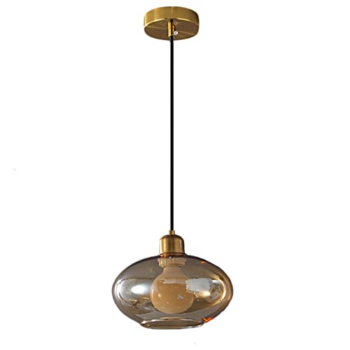 Suspension industrielle ronde verre E26 loft bar plafonnier suspendu laiton chambre