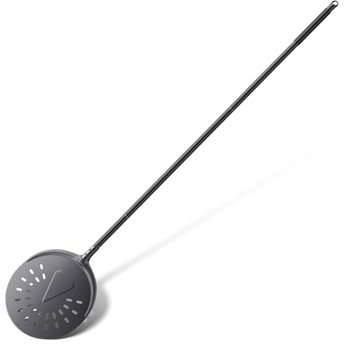 NUTUNI Turning Pizza Peel, 9 Inch Aluminum Perforated Peel with Detachable 33 or 48 Inch Long handle, Lightweight Pizza Paddle for Baking Homemade Pizza Bread