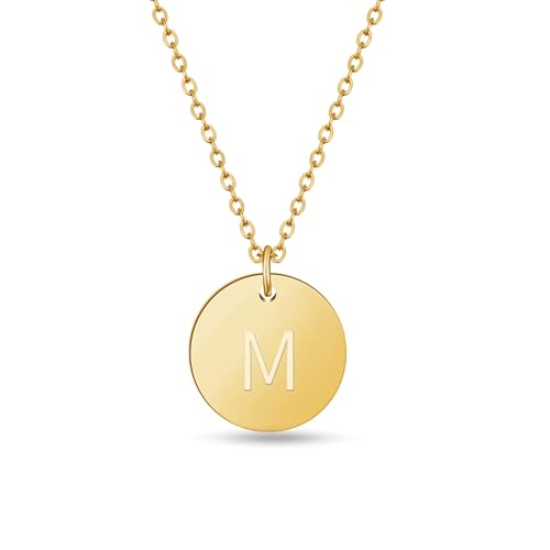 GD GOOD.designs Collares para mujer con colgante iniciale M oro I Collar letra - Longitud 40+5 cm - Cadena chapada en Oro 18k