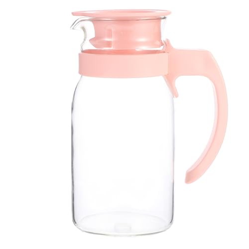 Image of iplusmile Water Jug and Pp Material Heat-Resistant Quartz Glass 800ml Pink with Wide Eagle Mouth Opening Classic Elegant Design for Office Table or Bedroom Use