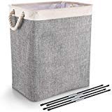 DYD Laundry Basket with Handles & Brackets Large Hamper for Kid Girl Collapsible Washing Bin Built-in Lining for Bedroom Dorm Toy Clothing Storage