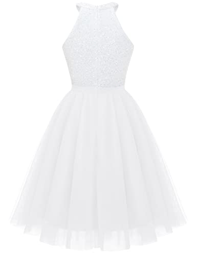 Image of Dressystar Women's Sequin Short Prom Dress Sparkly Halter Tulle Cocktail Party Homecoming Dresses