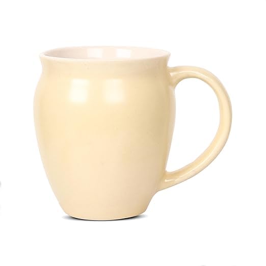 Image of QIMACPLUS Premium Ceramic Coffee Tea Cups Mugs Best Gift for Family Cream Colour (400 ML, Microwave Safe, Dishwasher Safe) (Pack of 1)