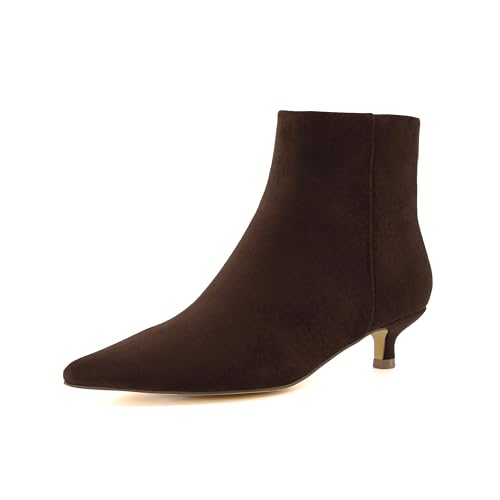 Image of CUSHIONAIRE Women's Barbi Pointed Toe Kitten Heel Bootie - Soft Vegan Leather, Memory Foam, Wide Widths, and Back Zipper