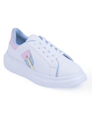 Image of Longwalk White Sneakers for Women & Girls | Trendy & Lightweight Casual Shoes
