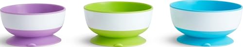 Image of Munchkin Stay Put Suction Bowls for Baby and Toddler, 3 Pack, Blue /Green /Purple