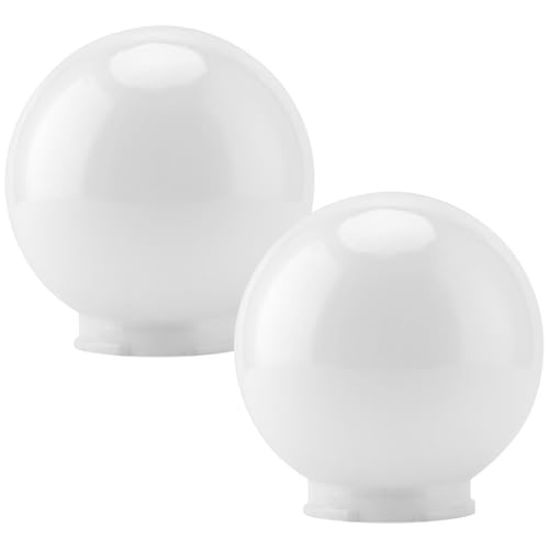 Image of 2 Pcs White Acrylic Replacement Globe, 6x6x3 inch Replacement Globe Shade, Smooth Light Covers for Light Fixture Decorative, Lighting Replacement