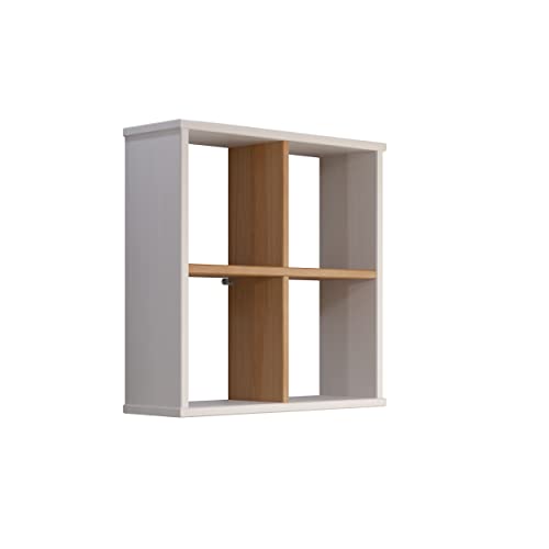 Inter-Furn Mestre Wandregal, Kiefer Weiß/Honig, 50 x 50 x 16 cm Cover