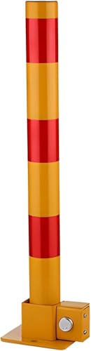 ボラード、駐車場用衝突防止交通区切りポスト、ロック付き私道駐車交通安全ポスト、パーソナルエリア折りたたみ式パーキングポールバリア、1 2パック(H60cm イエロー+レッド、1パック)