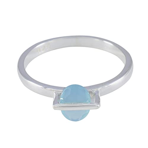 Bague calcédoine bleue naturelle argent 925 bijou d'orefèvrerie fine pour jeune fille