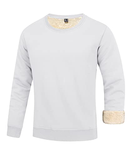 FASKUNOIE Men's Fleece Sweatshirts Warm Sherpa Lined Heavy Thicken Underwear Winter Crewneck Pullover Tops Shirts