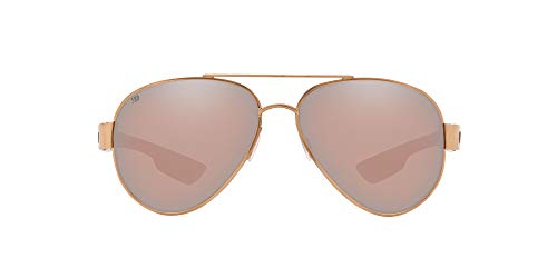Costa Del Mar Men's South Point Polarized Aviator Sunglasses, Shiny Blush Gold/Copper Silver Mirrored Polarized-580G, 59 mm
